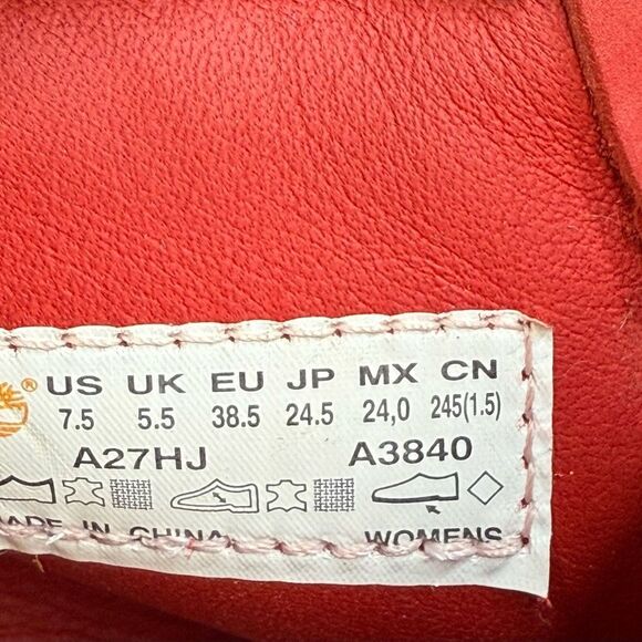 Timberland Women's RED NUBUCK BOOT Premium 6" Waterproof Boot 7.5 - Picture 7 of 8